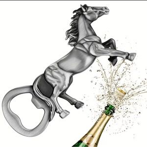 STAINLESS STEEL Heavy Duty Horse Bottle Opener Silver Tone Bar Accessory Party